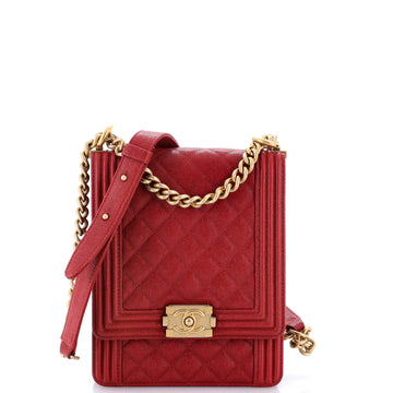 North South Boy Flap Bag Quilted Caviar