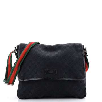 Gucci Web Strap Flap Messenger Gg Canvas
