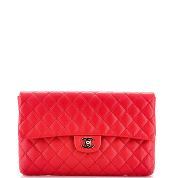 Classic Flap Clutch Quilted Caviar