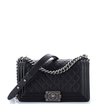 Boy Flap Bag Quilted Caviar Old Medium