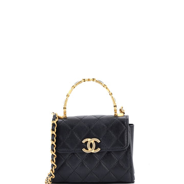 Coco Enamel Top Handle Flap Bag Quilted