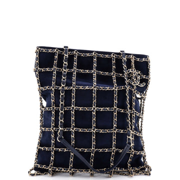 Chain Frame Cc Charm Shopping Tote Suede