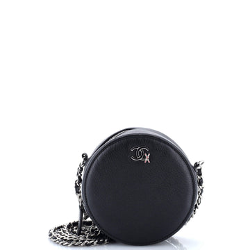 Cc Ski Round Clutch With Chain Goatskin