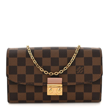 Damier Ebene Croisette Chain Wallet Rose