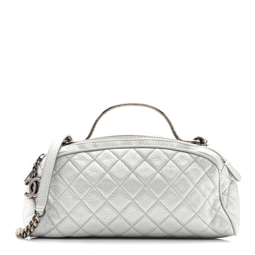 Metallic Calfskin Quilted Mini Bowling