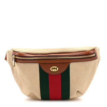 Vintage Canvas Web Belt Bag Sand Cuir