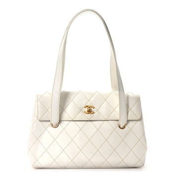 Calfskin Wild Stitch Shoulder Bag White