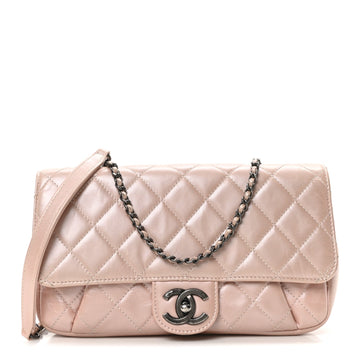 Glazed Calfskin Quilted Coco Pleats Flap