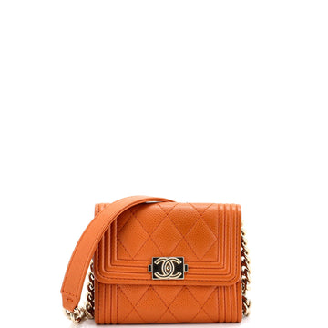 Boy Flap Card Holder On Chain Quilted