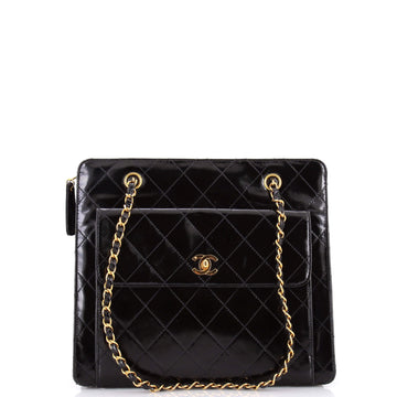 Vintage Front Pocket Chain Tote Quilted