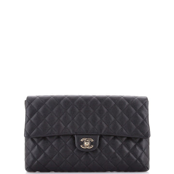 Classic Flap Clutch Quilted Caviar