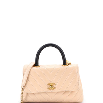 Coco Top Handle Bag Chevron Calfskin