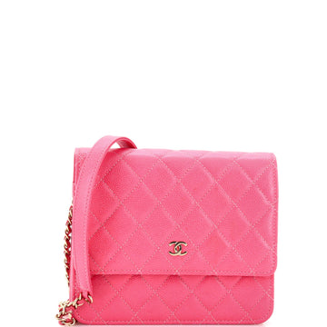 Square Wallet On Chain Quilted Caviar