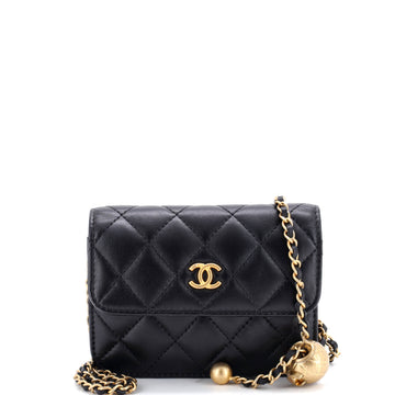 Pearl Crush Flap Clutch With Chain