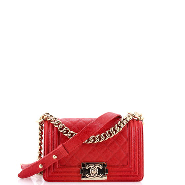 Boy Flap Bag Quilted Caviar Small