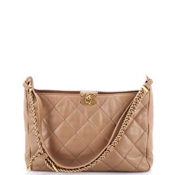 Cc Turnlock Belted Chain Handle Hobo