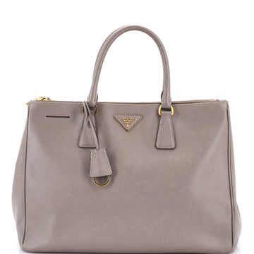 Double Zip Lux Tote Saffiano Leather