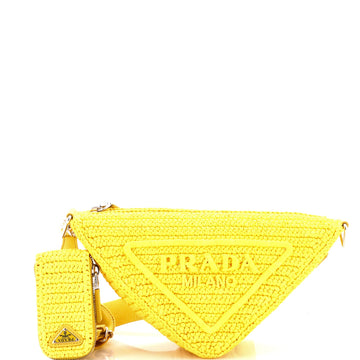 Triangle Logo Zip Crossbody Bag Crochet