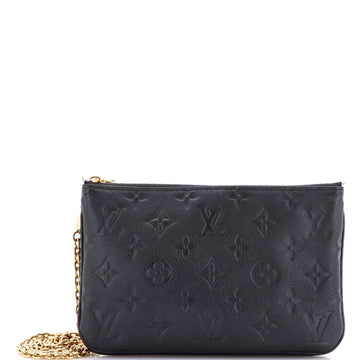 Double Zip Pochette Empreinte Leather