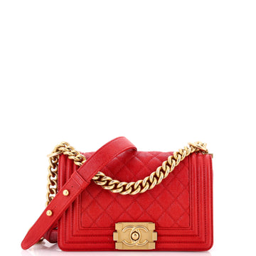 Boy Flap Bag Quilted Caviar Small