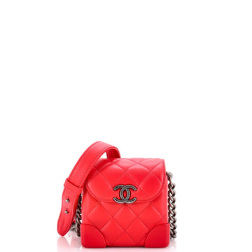 Trunk-Like Crossbody Bag Quilted