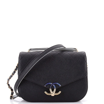 Thread Around Flap Bag Quilted Caviar