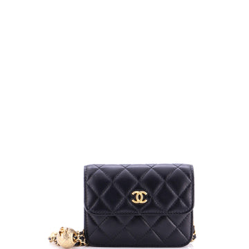 Pearl Crush Flap Clutch With Chain