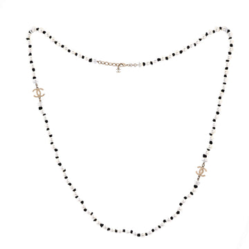 Cc Long Necklace Faux Pearls And Crystal