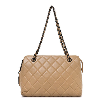 Lambskin Quilted Shoulder Bag Beige