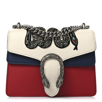 Calfskin Crystal Snake Embroidered Mini