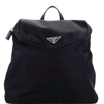 Zipped Triangle Flap Backpack Re-Nylon