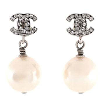 Cc Drop Earrings Metal With Crystals And