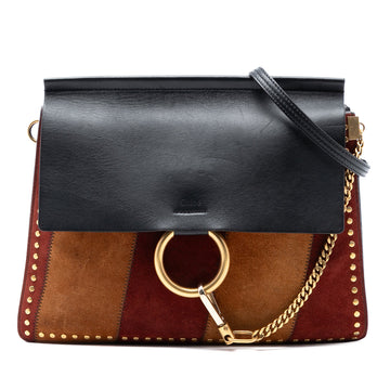 Faye Shoulder Bag Stitched Suede And