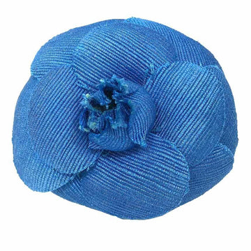 Chanel Camellia Brooch Blue Metal