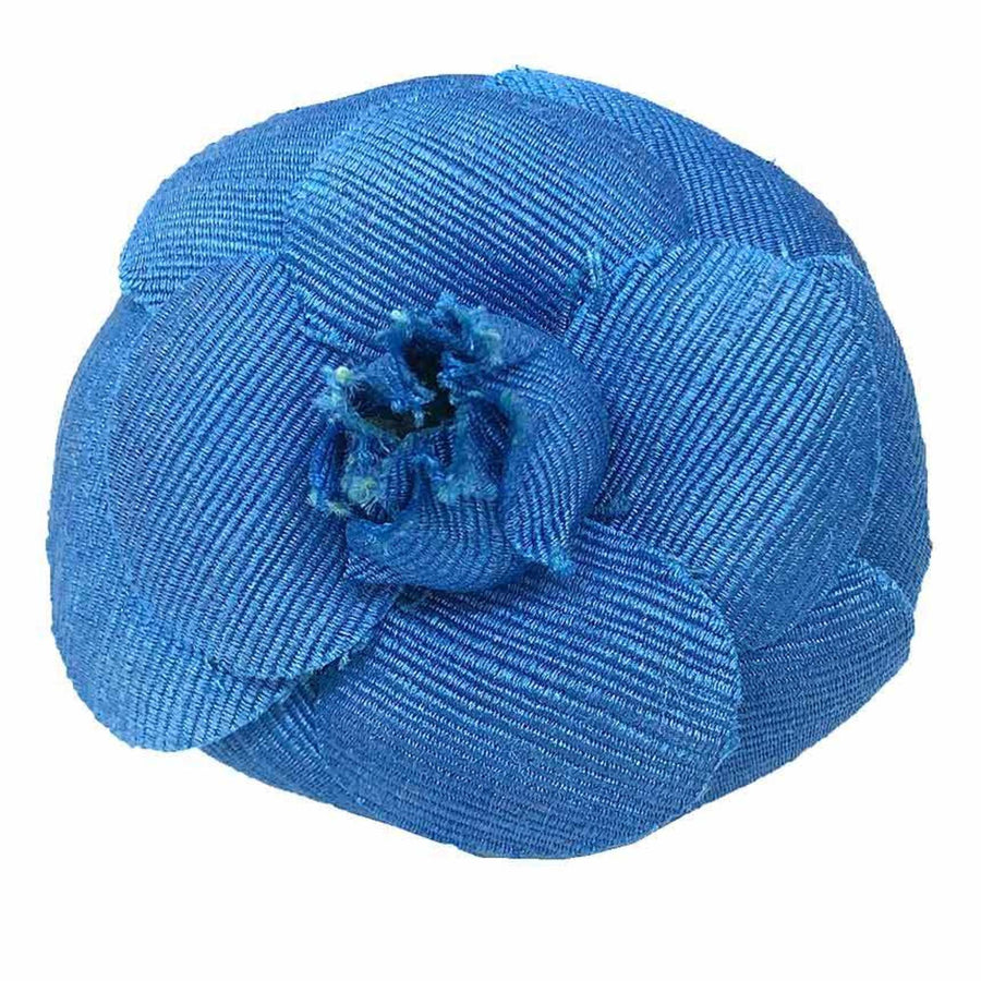 Chanel Camellia Brooch Blue Metal