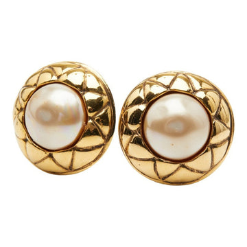 Chanel Matelasse Pearl Clip-On Earrings