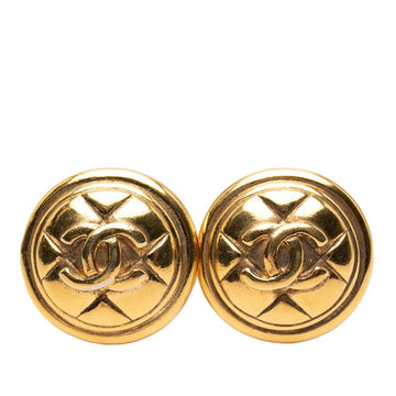 Chanel Cc Logo Round Clip-On Earrings