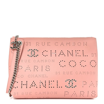Chanel Calfskin Eyelets Clutch Pink