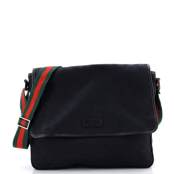 Gucci Web Strap Flap Messenger Gg Canvas