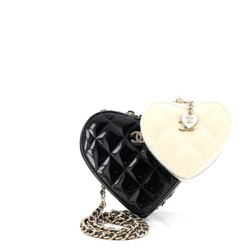Chanel Double Heart Clutch With Chain