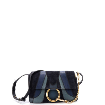 Chloe Faye Patchwork Shoulder Bag Suede
