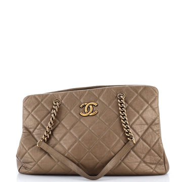 Chanel Cc Crown Tote Quilted Leather