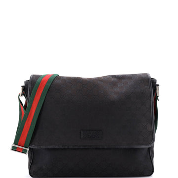 Gucci Web Strap Flap Messenger Gg Canvas