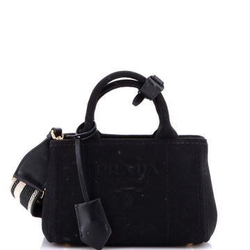 Prada Logo Jardiniere Tote Canvas Mini