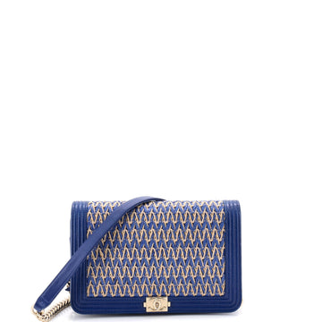 Chanel Boy Flap Bag Chevron Woven Raffia