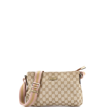Gucci Web Strap Messenger Bag Gg Canvas