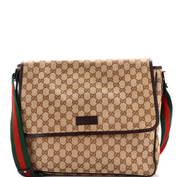 Gucci Web Strap Flap Messenger Gg Canvas