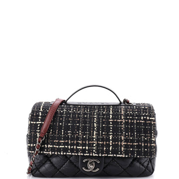 Chanel Cc Top Handle Flap Bag Tweed And