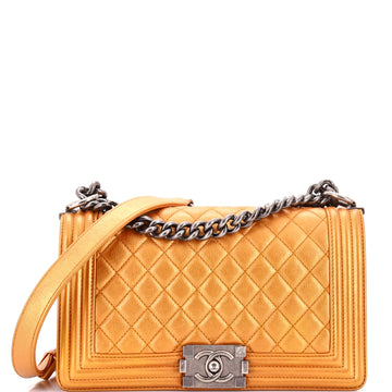 Chanel Boy Flap Bag Quilted Metallic