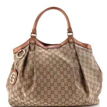 Gucci Sukey Tote Gg Canvas With Leather